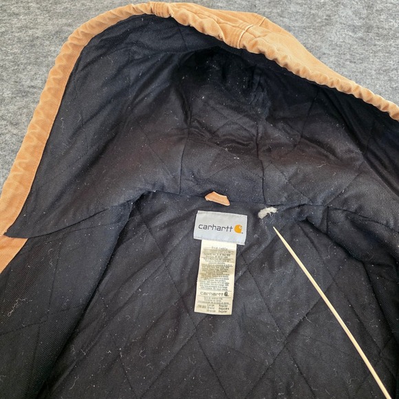 Carhartt Jacket Mens Large Brown J306 BRN Hooded Duck Canvas Distress Chore Coat - Picture 12 of 16